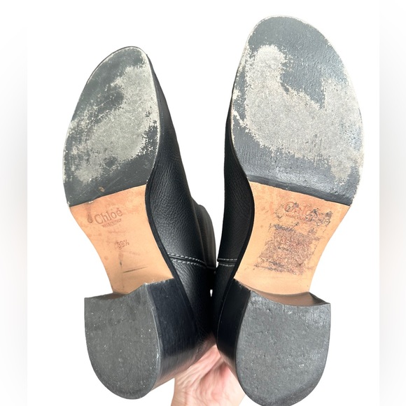 Chloe Pebbled Black Leather Boots - Picture 8 of 10